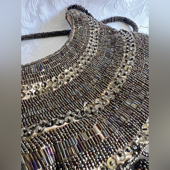 See note* Amazing flapper beaded black gold satin purse dangle ball bottom 20's - Picture 8 of 8